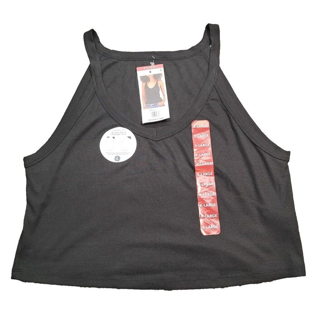 New Aeropostale Cropped Tank Top Womens XL Ribbed Knit Sleeveless Convertible